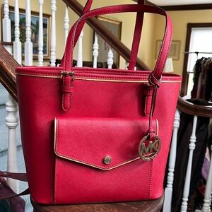 Michael Kors  shoulder Bag Red Saffiano leather/ gold tone hardware & Trim NWOT
